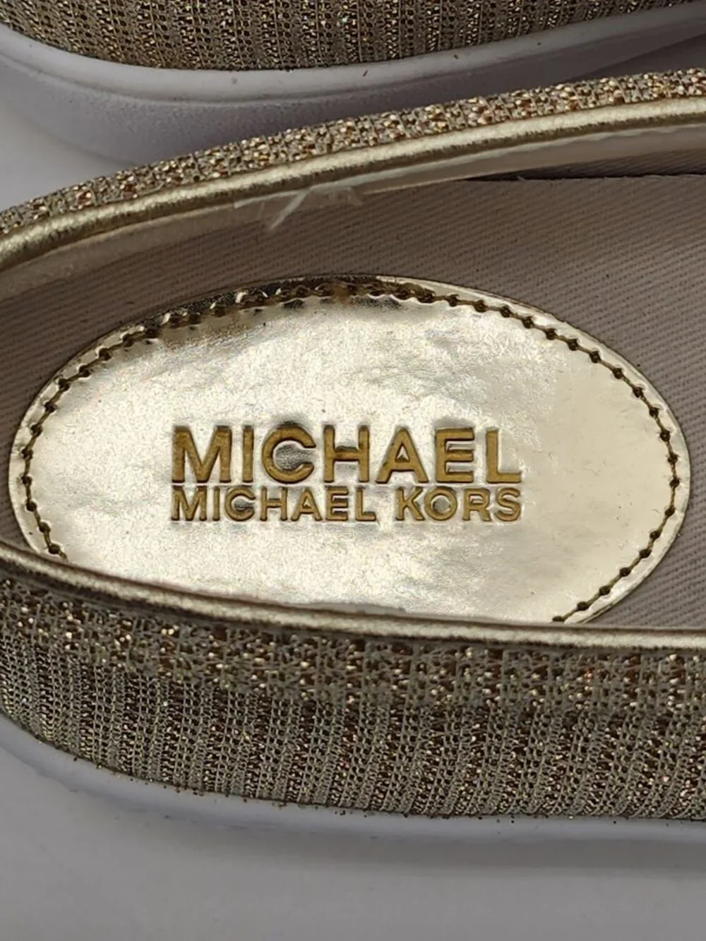 Michael Kors Keaton Pale Gold Glitter Slip-On Sneakers Women’s Size 8.5